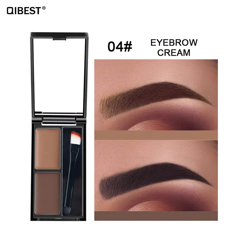 Qibest 2 цвета бровей порошок Крем Палитра косметический корректор для бровей водонепроницаемый макияж тени для век с щеткой Зеркало - Цвет: E18047-4