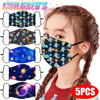 

5pcs Cotton Print Mask Mouth Face Mask Anti Dust PM2.5 Mouth Mask Activated Carbon Filter Mask Masque Washable Reusable Z0807#1
