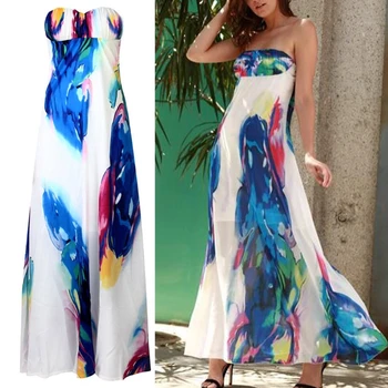

Women Vintage Sleeveless Floral Long Maxi Dresses Cocktail Evening Party Dress