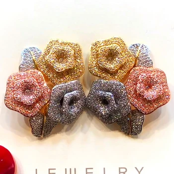 

GODKI Fashion Flower Leaves Cluster Stud Earrings For Women Wedding AAA Cubic Zircon Crystal CZ Dubai Bride Party Earring