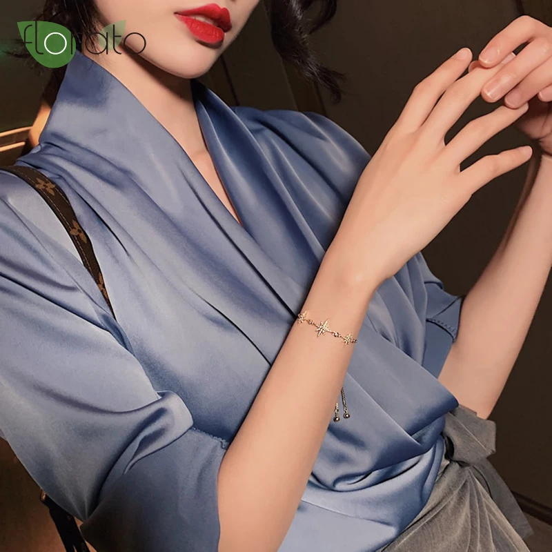 Женские браслеты-шармы pulseira mujer moda с прозрачными кристаллами и золотыми