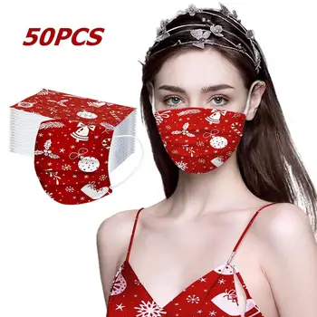 

50Pcs Disposable Non-woven 3-layer Medic Face Mask Cartoon Breathable Mask Surgical Mask Christmas For Adult Child Mouth Mask