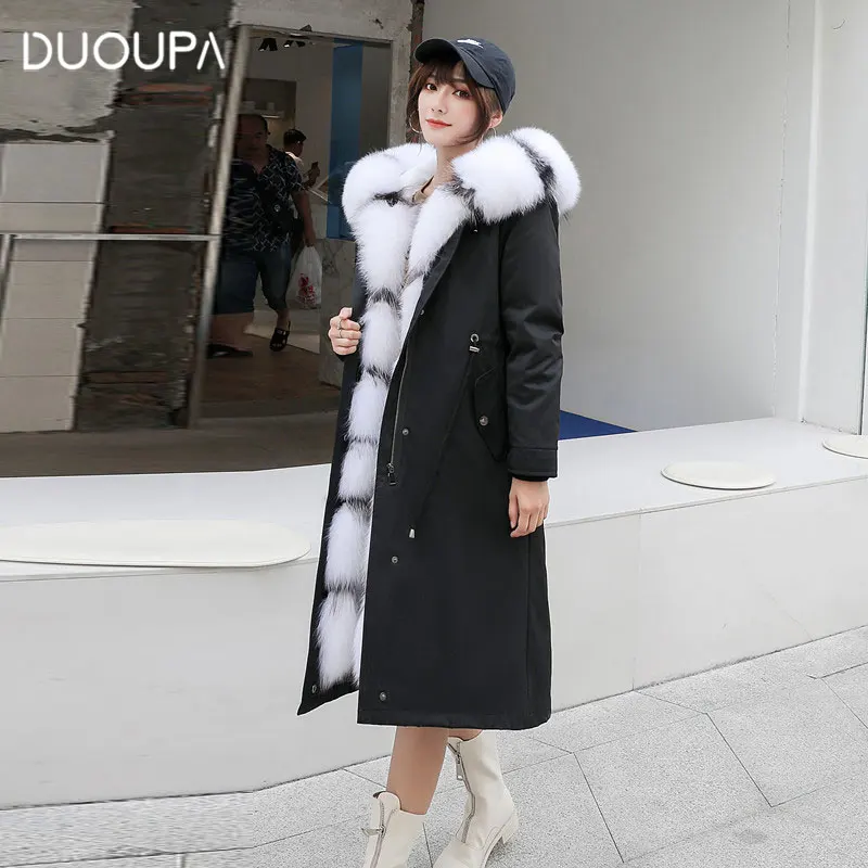 

2019 Winter New Female Party to Overcome the Thick Coat in the Long Coat Fox Fur Collar Rabbit Liner to Overcome the Fur Coat