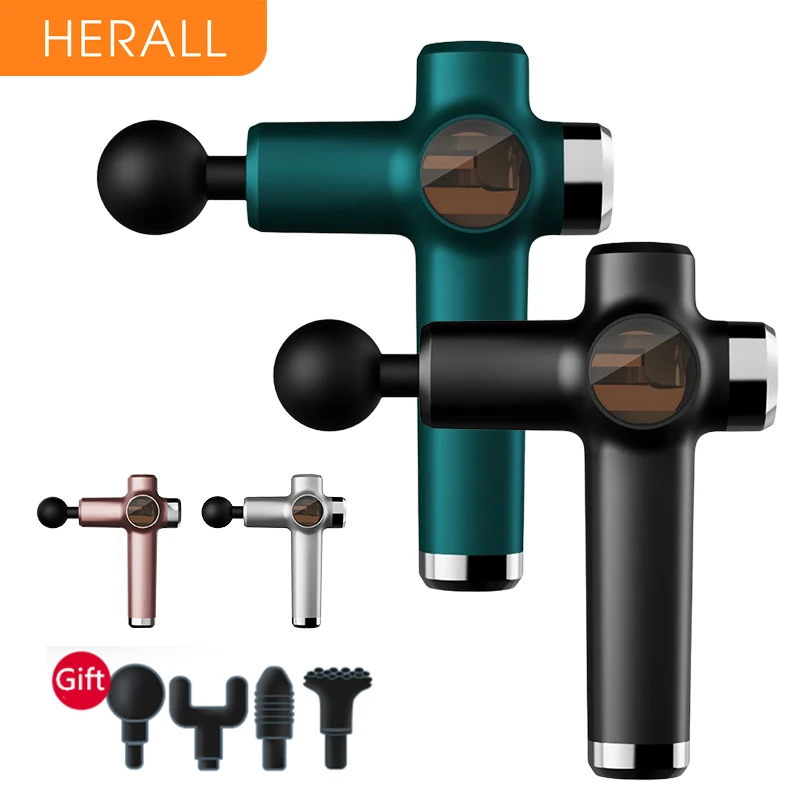 HERALL LCD Portable Massage Gun Body Shoulder Back Neck Electric Percussion Massager Deep Tissue Muscle Relaxation Pain Relief | Красота и