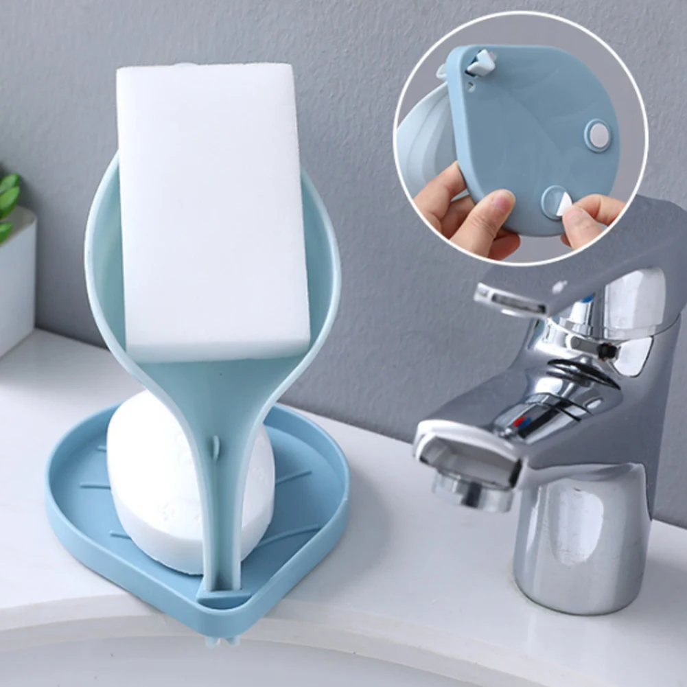Leaf Shaped Soap Box Bathroom Double Layer Non slip Soap Drain Holder