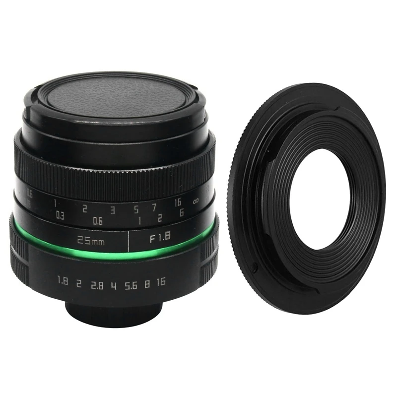 Объектив камеры 25 мм F1.8 APS-C CC TV Movie Lens + фотоадаптер для FUJIFILM Mini SLR Camera | Электроника