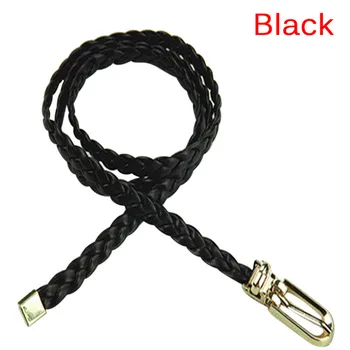 

100cm-135cm PU Weaved Belt Narrow Braided Waistband Woven Slim Waist Belts