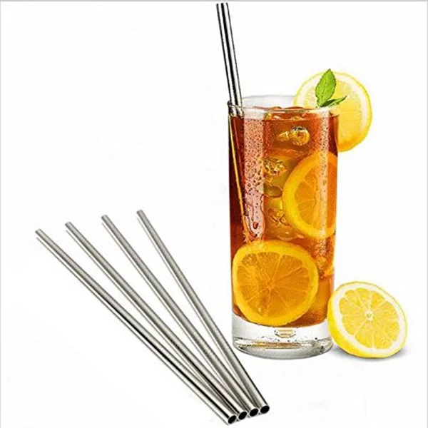 HLZS-набор из 10 соломинок из нержавеющей стали, прямые многоразовые соломинки для питья длиной 10,5 дюйма диаметром 0,24 дюйма для стакана 30 унций и 20 унций