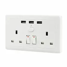 Двойная настенная розетка 2 комплекта с 3 портами USB для быстрого зарядного устройства электрическая розетка