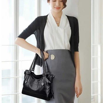 

2020 Fashion Big Bag Shoulder Bags For Women Crossbody Bag Fashion Portable Handbag Black Pu Leather Bag