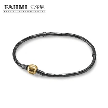

FAHMI 100% 925 Sterling Silver 1:1 Original 590702OG MOMENTS Oxidised tone Clasp BRACELET Women's Gemstone Jewelry