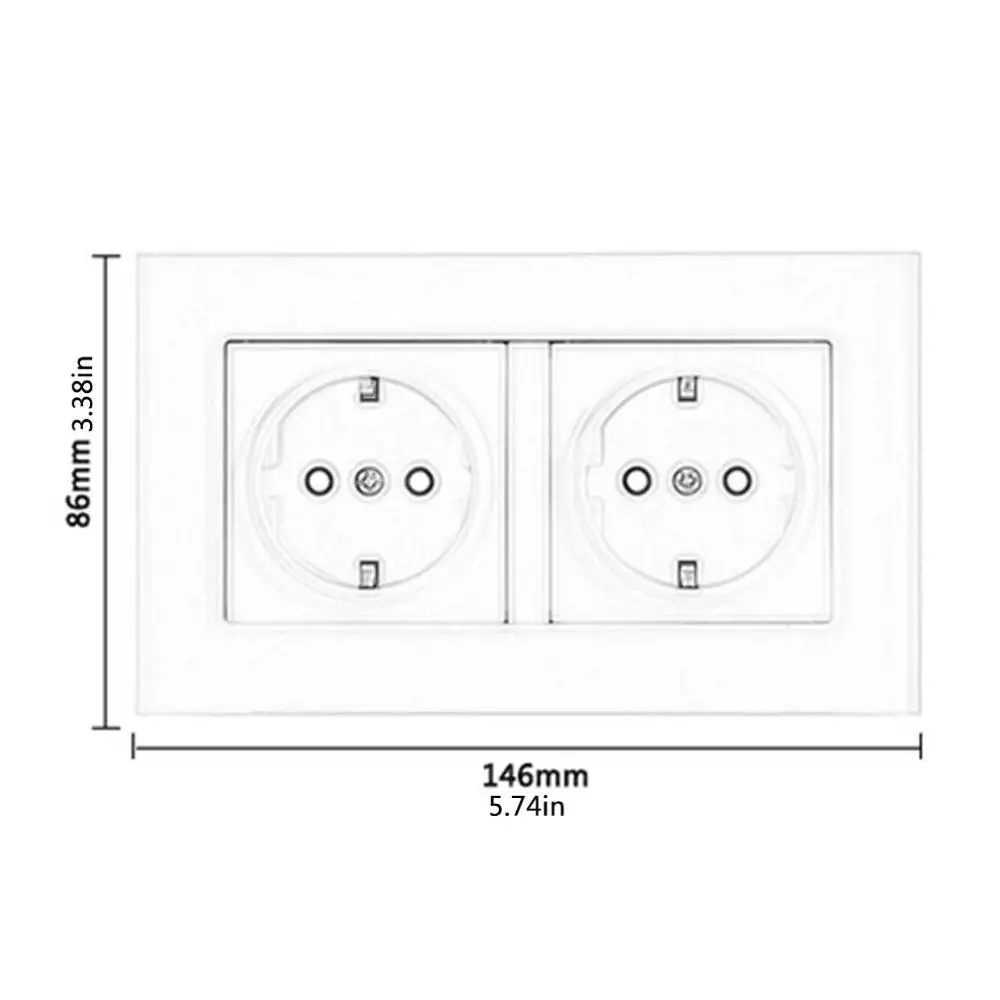 146 Type Two German Socket German Standard Tempered Glass Socket Panel