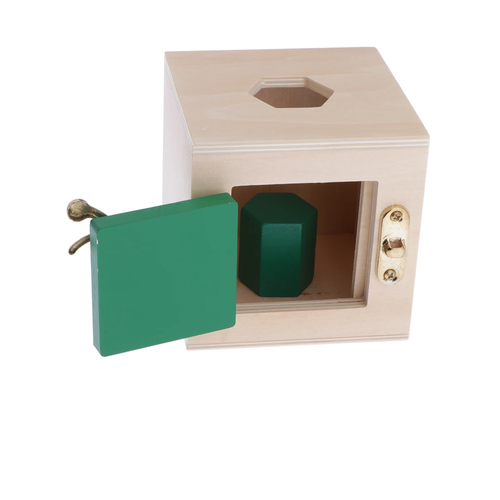 Wooden Montessori Educational Toy, Colorful Lock Box (6 Kinds Locks Optional), Geometry Blocks Puzzles Game, Kids Preschool Toy