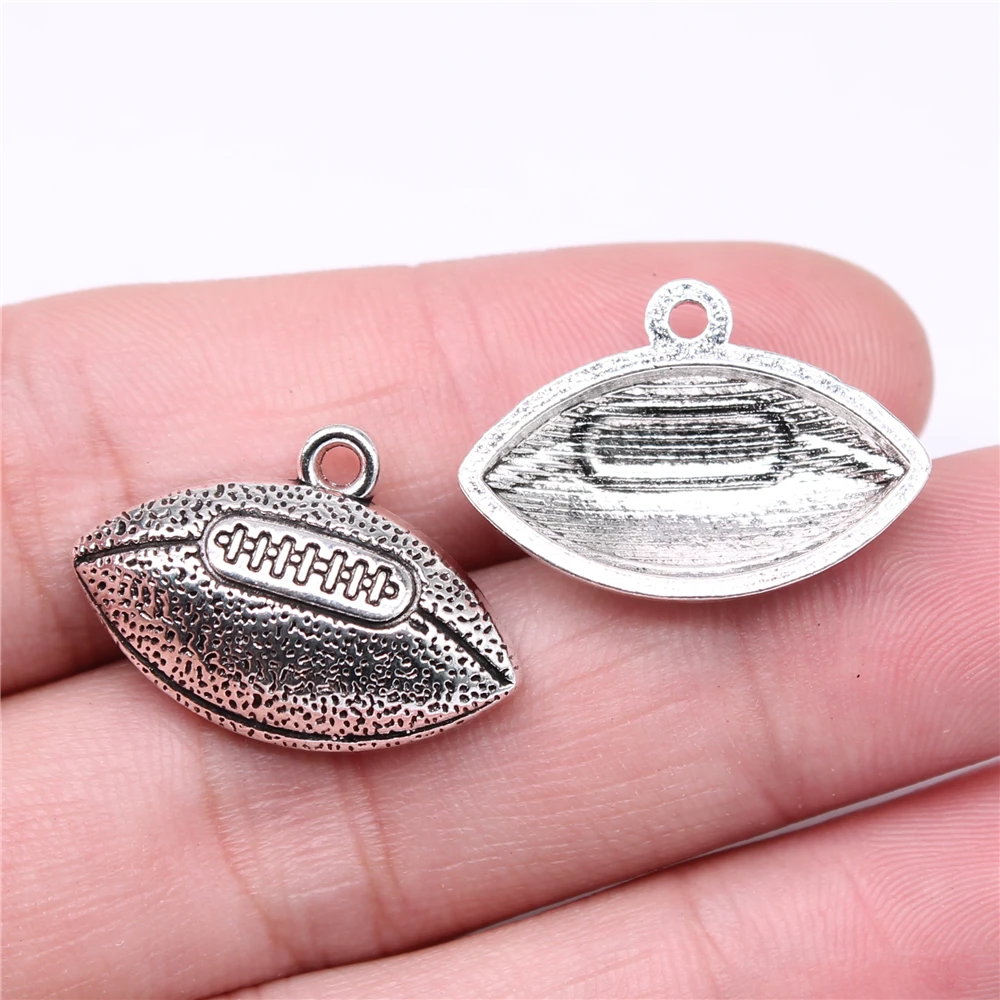 

WYSIWYG 10pcs Charms 24x17mm Football Charms Antique Silver Color Pendant For Jewelry Making DIY Jewelry Findings