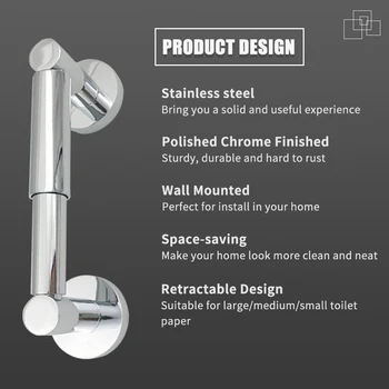 

Hot Retractable Bathroom Toilet Roll Paper Holder Wall Mount Stainless Steel Bathroom Paper Roll Storage Hanger Toilet Paper Hol
