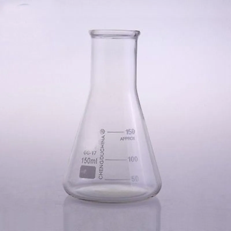 Коническая колба Erlenmeyer из боросиликатного стекла с широким горлом 150 мл для