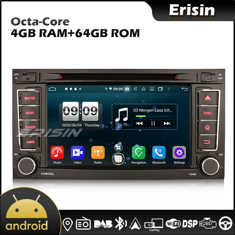 Erisin EU Warehouse 8706 7 &quotOcta Core Android 10 0 DSP BT SWC CarPlay & Auto GPS 4G DAB автомобильное радио для VW