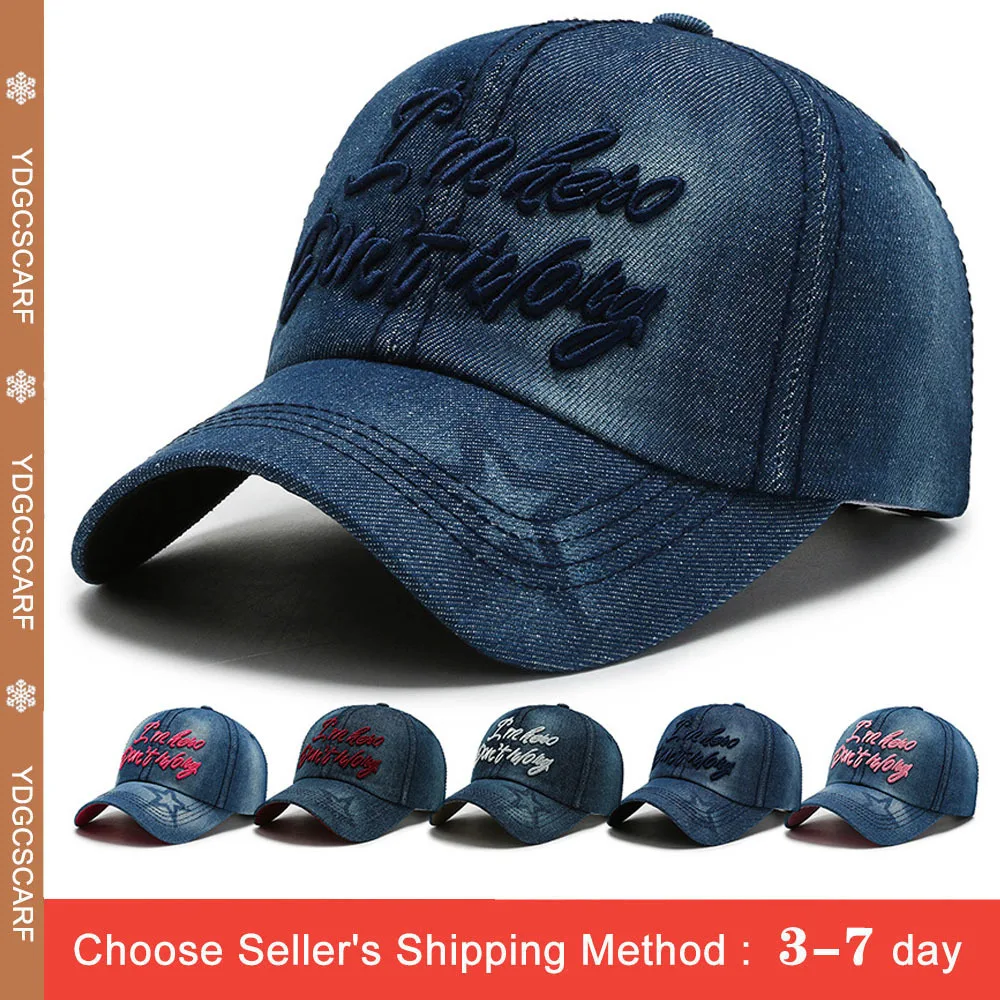 

Adjustable Retro Baseball Caps Hats For Men Casual Washed Denim Hat Male Snapback Hats Casquette Hats Letter Embroidery Cap
