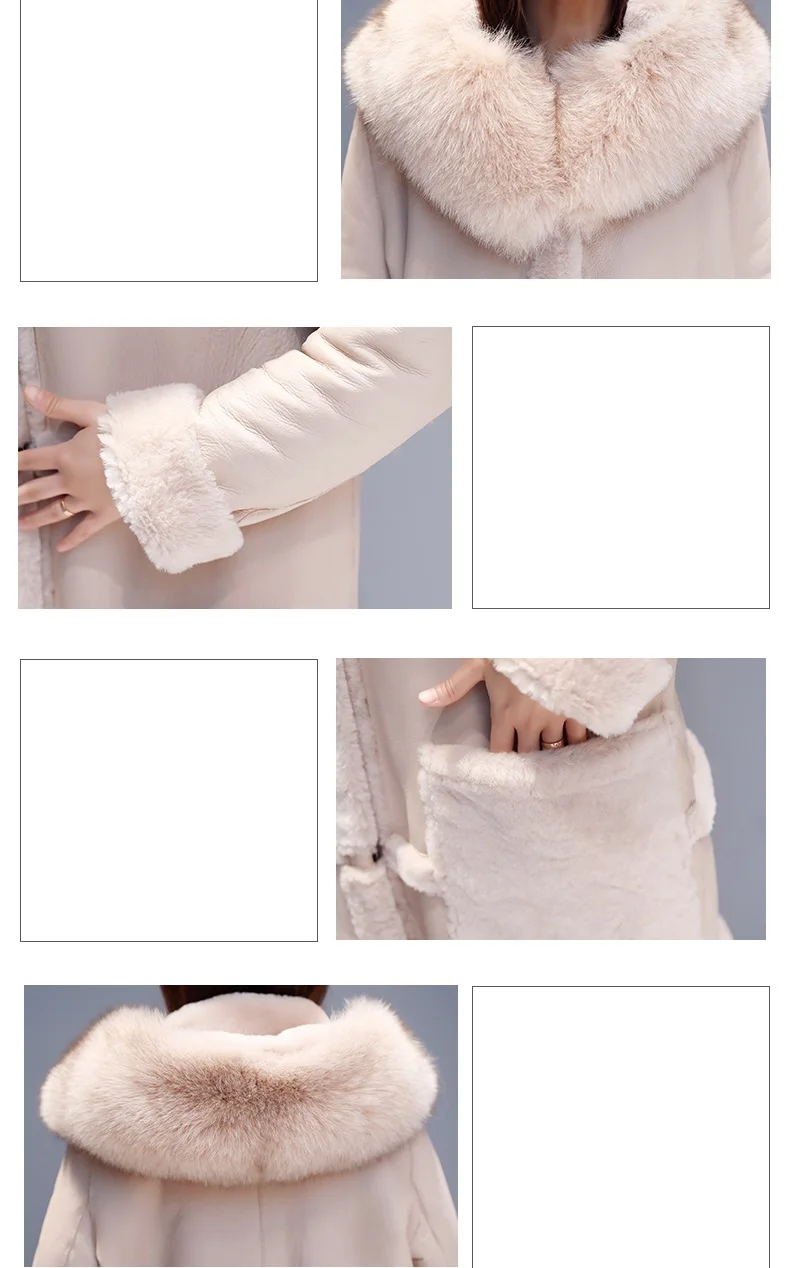 UHYTGF, 3XL, длинное пальто, женское, качественное, овечья шерсть, Осень-зима, шерстяное пальто, модное, с меховым воротником, с капюшоном, повседневная, теплая куртка для женщин 553