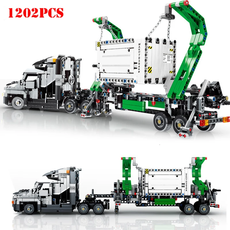 

1202pcs Big Truck Vehicles Car Building Blocks Toys City Engineering Mark Container Block Compatible Legoing Technic Bricks
