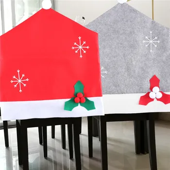 

Christmas Chair Cover New Soft Simple Snowflake Pattern Red Gray Stool Covers for Dining Room Living Room Hotel Xmas Party Decor