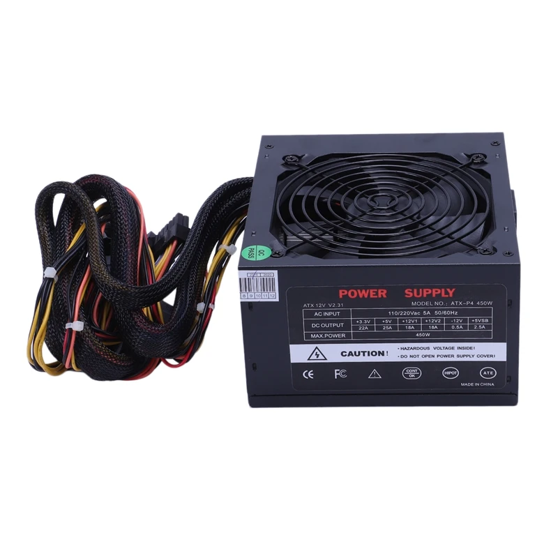 170-260V Макс 450W Питание Psu Pfc бесшумный вентилятор 24Pin 12V компьютер Sata консоль для ПК-игр с поддержкой Windows Питание для подходит для Intel, подходит для AMD компьютера E