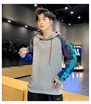 

Hipster hoodie sleeve collage color contrast hoodie hip hop dance wear high quality hoodie sportswear mens hoodie casual wear