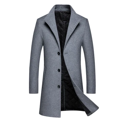 Light Gray ISurvivor мужские зимние осенние толстые хлопковые шерстяные пальто куртки Hombre мужские повседневные модные облегающие Большие размеры нейлоновое пальто для мужчин - Цвет: Light Gray