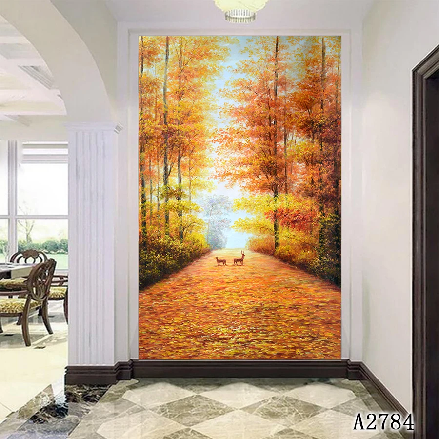 

Modern Abstract Oil Painting Print on Canvas Maple Tree Forest Landscape Canvas Art Printing Wall Art Picture for Home Decor