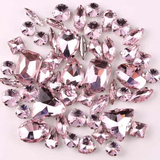 Silver Claw Setting Crystal Rhinestones - 50pcs Mixed Shapes, Clear & Jelly Candy AB