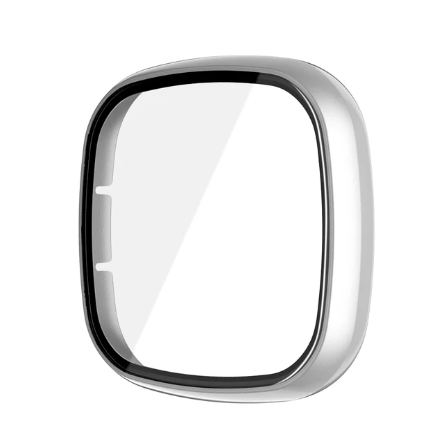 Matte Protective Case for Fitbit versa 3/Sense Cover Screen Protector Full Protective Shell for Versa 3/Sense Accessorie Silver