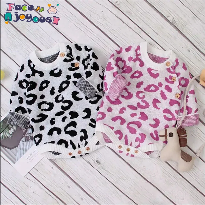 Весенне-осенняя одежда для новорожденных мальчиков и девочек, Теплый леопардовый комбинезон, шерстяной комбинезон, детский комбинезон, одежда для детей 0-18 месяцев