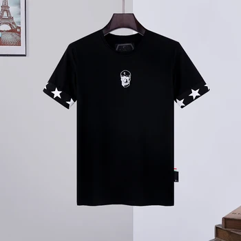 

New Men T-shirt Fashion Short-Sleeved Men Top Clothes Round Neck Short-Sleeved Hip-Hop Plein Skull Sports T-shirt Women Tops