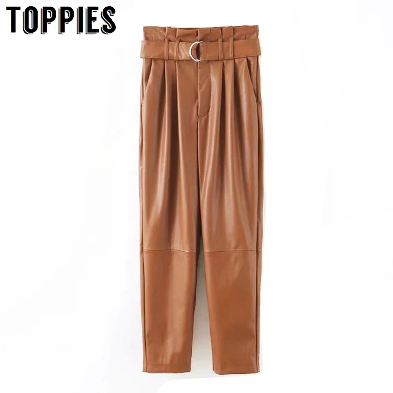 Зимние флисовые штаны из искусственной кожи брюки-бумажники высокого ожидания