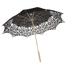 Ручной работы Хлопок Кружева вышитые зонтик свадебный душ декор черный