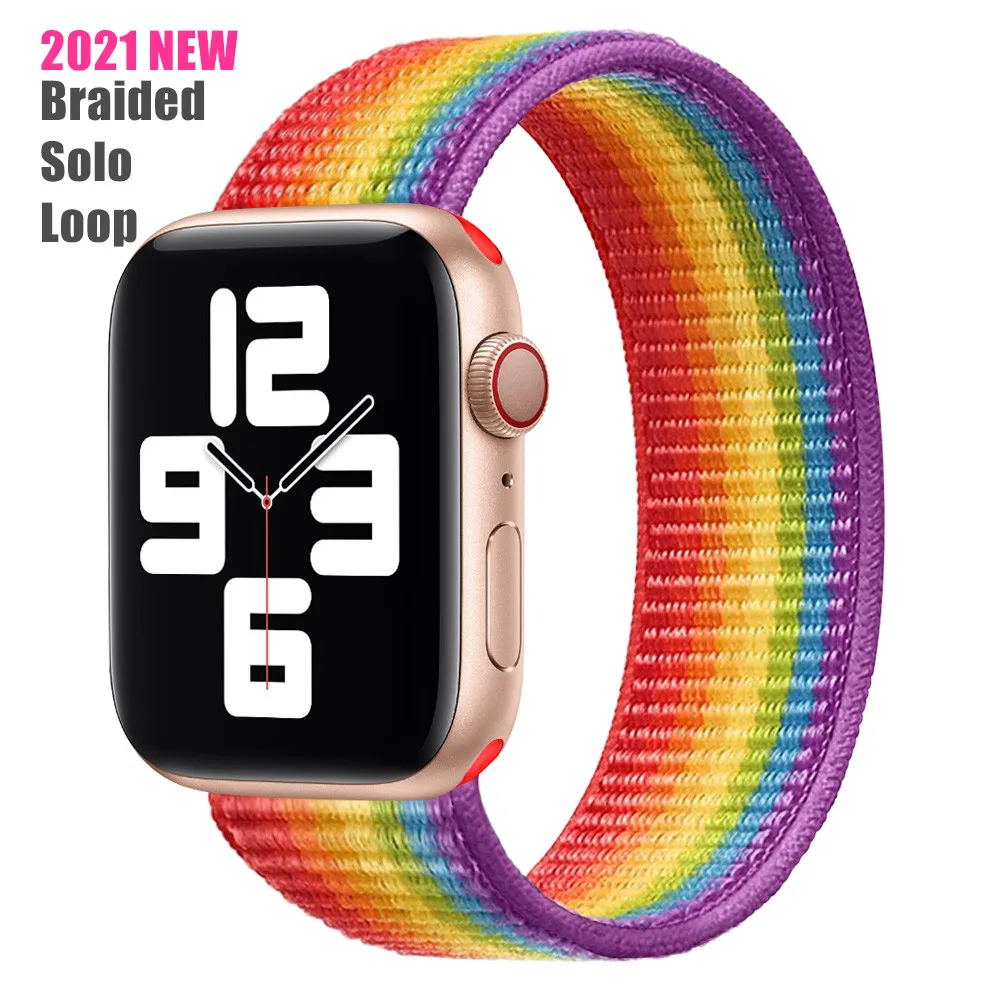 Correas de lazo trenzado para Apple Watch, tejido suave elástico de nailon para Apple Watch SERIE DE gomillas 6/SE/5/4/3/2021 38/40/42/44mm, novedad de 2/1