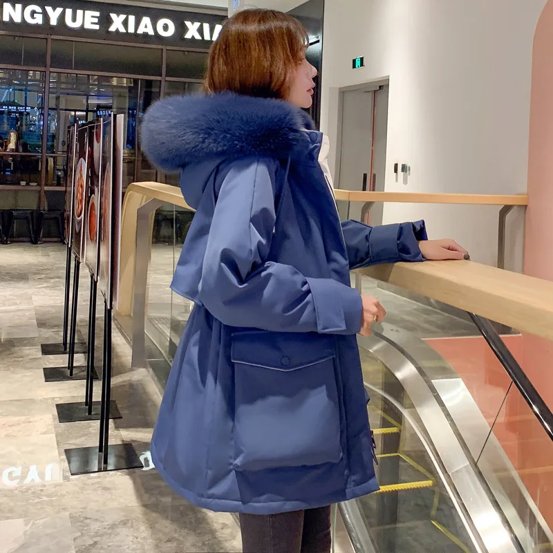 Пуховик для фотосессии из белого утиного пуха Dongdaemun, Женская рабочая одежда средней длины, приталенное плотное модное пальто на липучке