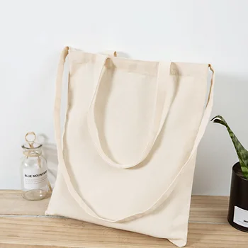 

Student Handbag Anti Tear Home Eco Friendly Men Women Shopping Bag Shopping Solid Large Capacity Natural Fashion Folding Canvas