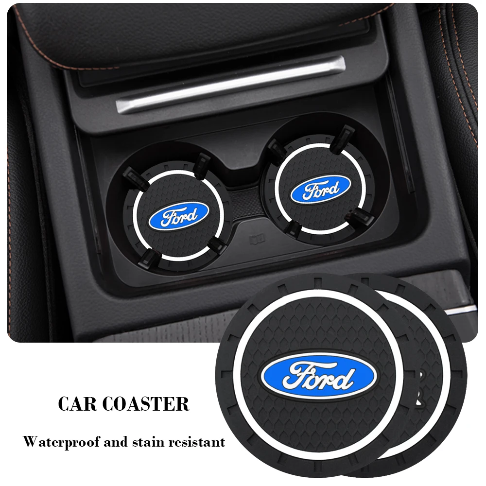 

2PCS Car Cup Anti-slip Pad Cup Coaster Holder Mat Pad Bottle Built-in Car Styling For Ford Fiesta EcoSport Escort Focus 1 Focus