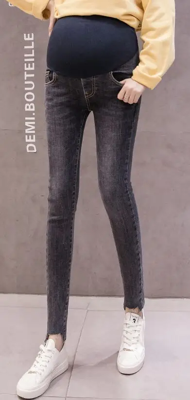 Новые осенние и зимние джинсы для беременных женщин модные дикие тонкие брюки ноги Корейская версия беременных стрейч брюки - Цвет: lan