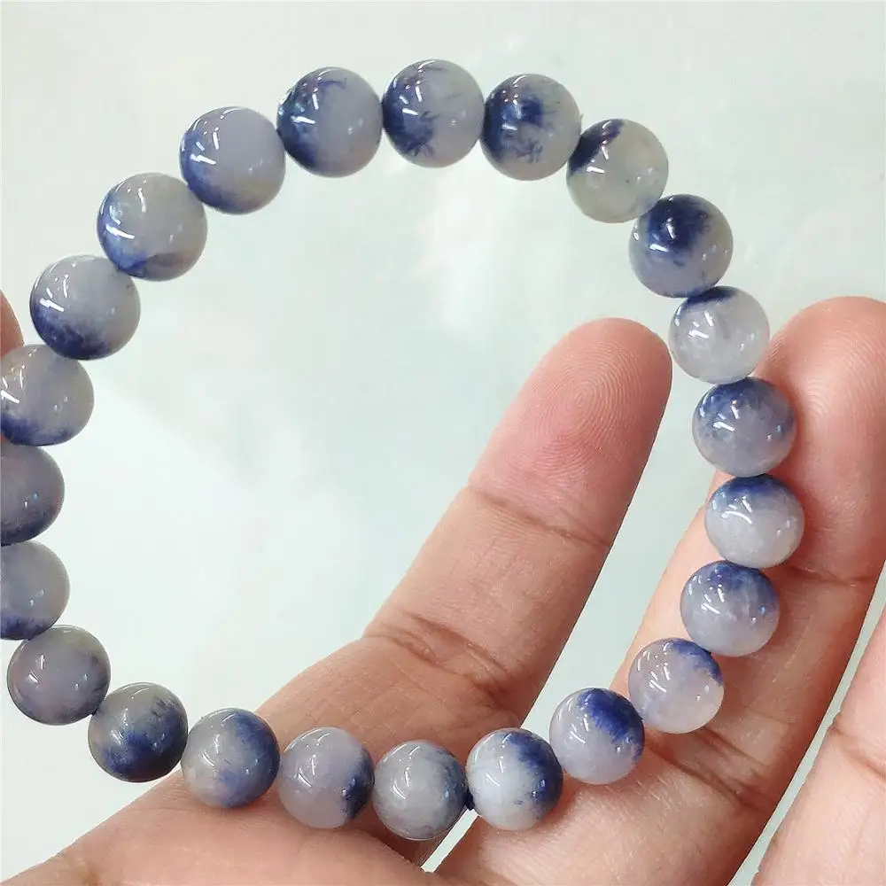

Top Natural Blue Dumortierite Quartz Rutilated Crystal Bracelet 7mm Women Men Gemstone Round Beads Rare Reiki Stone AAAAA
