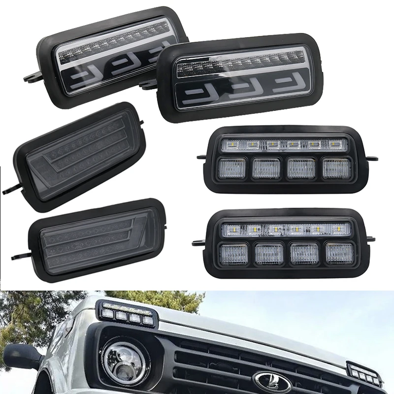 Светодиодный фонарь DRL для Lada Niva 4X4 1995 с ходовым поворотным сигналом PMMA / ABS пластик