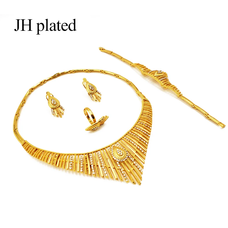 JHplated изысканные женские роскошные комплекты ювелирных изделий из Дубаи золотого цвета индийские нигерийские африканские большие ювелирные аксессуары ювелирные изделия