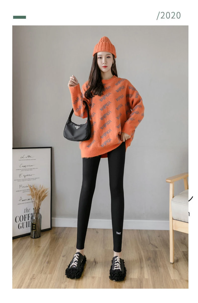 tiktok leggings 2021 New Korean Women's Wool Fleece Long Pants Plush Autumn And Winter Students' Skinny Tights Thermal Sports Leggings For Women carhartt leggings