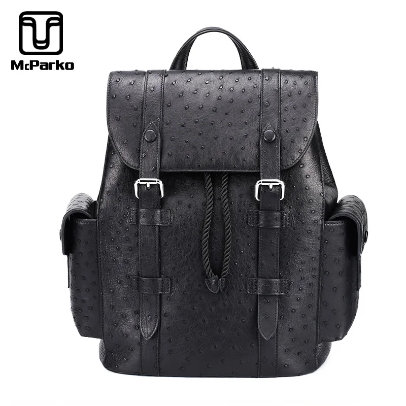 McParko Struisvogel Rugzak Mannen Lederen Tassen Luxe Struisvogel Echt Lederen Rugzak Voor Mannen High Street Hiphop Back Pack Bag Black McParko Struisvogel Rugzak Mannen Lederen Tassen Luxe Struisvogel Echt Lederen Rugzak Voor Mannen High Street Hiphop Back Pack Bag Black