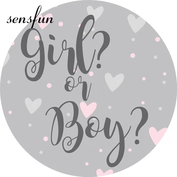 

Gender Reveal Circle Round Backdrop Grey Heart Girl Or Boy She Or He Photography Backgrounds For Photo Studio Custom