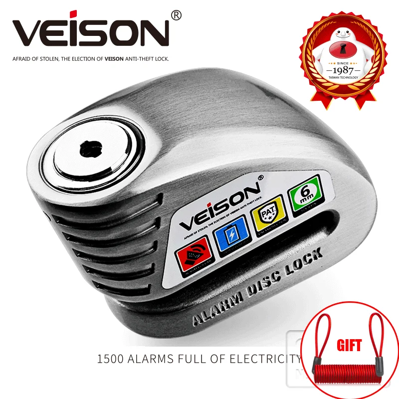 VEISON Motorcycle DISK Waterproof Alarm LOCK Anti theft 130dB motorbike /Bike Disc Security