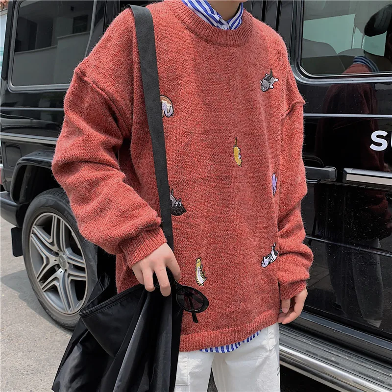 Men's sweater autumn and winter new solid color wild pullover shirt bottoming sweater young people fashion men's clothing
