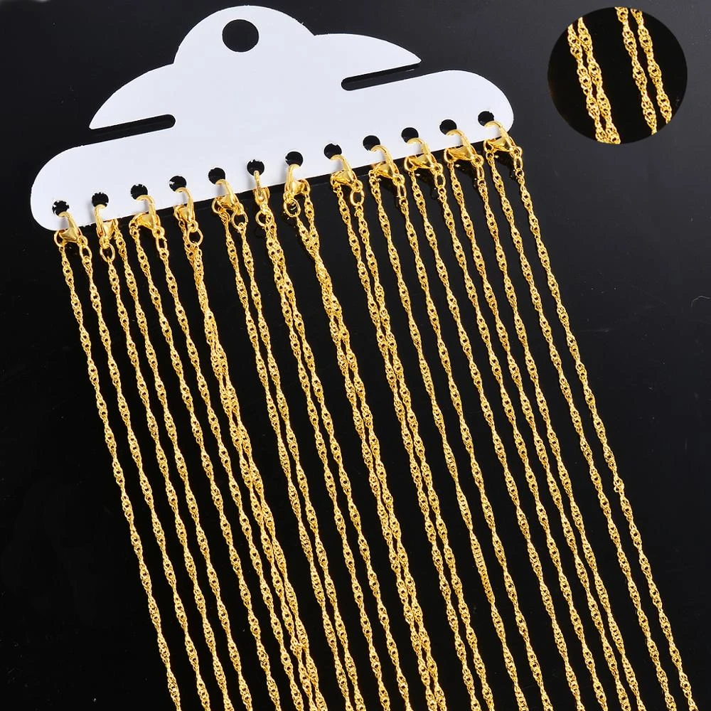 Wholesale 2mm 12Pcs/Pack Water Wave Chains Necklace For DIY Jewelry