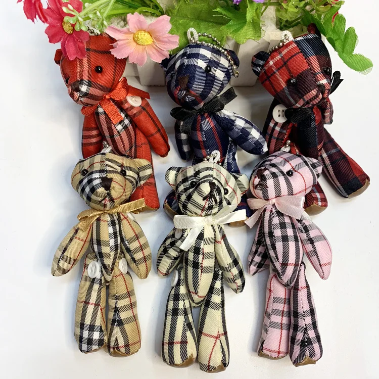 

2019 Cute Keychain Toys Plush Stuffed Animal Strpied Bear Small Dolls Gift Keychain Dolls for Girls Gift Womens Accessoires